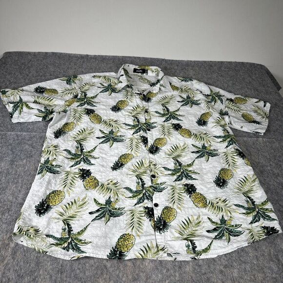 Jogal Other - Jogal PINEAPPLES White Button Up Short Sleeve Hawaiian Shirt Size 3XL